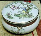 Antique Hand Painted Porcelain Dresser Box trinket Box French  Excellent