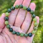 Natural Nephrite Jade 8mm Beaded Crystal Healing Reiki Stretchy Luck Bracelet