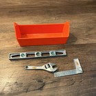 Ideal Vintage Mini Tool Set W  Orange Tray  Toy Level  Wrench   Square