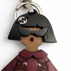 Gucci Key Chain Bag Charm Brunette Shopper Leather Studded W Swarovski Crystals