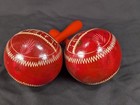 Fantastic Puerto Rico Matching Pair X 2 Vintage Hardwood Maracas Hand Painted
