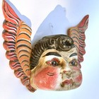 Genuine Antique - Mexican Folk Art Angel - Hand Carved   Painted Wood - Cacheton