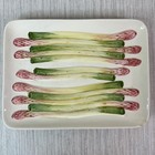 Olfaire Portugal Majolica Asparagus Serving Platters Set Of 2 Ceramic Vintage