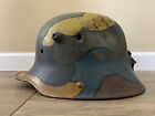 Wwi Ww1 German M16 Camo  stahlhelm  Helmet  Battlefield Damage Present 