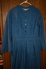 Civil War Victorian Cotton Day Dress Handmade Indigo W black Vine - L xl