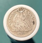 F- Holed  - Usa - 1839 - 5 Cents Half Dime - Excellent Silver Coin 