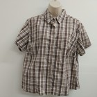 Carolina Colours Womens Top Plus Size 16w Red Brown Plaid Snap Stretch Ladies