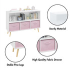 4 Cube Kids Bookcase   Toy Storage Organizer With 3 Fabric Drawers For Playroom