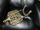 Antique Fire Hearth Sliding Pierced Brass Trivet On Cast Iron Frame