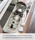 Adjustable Lid   Pan Organizer  Kitchen Drawer Storage Shelf Rack One Size White