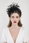 Black Velvet Feather Fascinator Headpiece Women Wedding Derby Cocktail Hat 