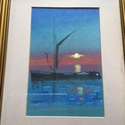 Harry Miller Frsa Cromer Group Artist Oil Pastel Drawing - Red Sky At Night