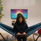 Vivere Double Cotton Hammock     Space Saving Steel Stand   Polyester For Comfort