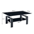 37 Inch Glass Coffee Rectangular Table Modern W shelf Living Room Furniture Home