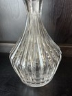 Vintage Mid 20th Century Fluted Crystal Glass Decanter Carafe Thick Stopper Bar
