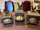 Rustic Style 3 Piece Vintage Rooster Storage Canister Set W  Roosters On Top
