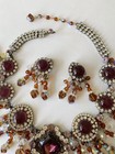 Larry Vrba Statement Necklace Earring Set Purple Glass And Crystal