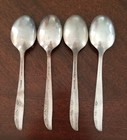 Lot Of 4 Oval Soup Spoons 6 7 8   brittany Rose  Wm a  Rogers Oneida Silverplate
