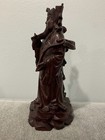 Vtg Possibly Antique Chinese Wood Carving Statue Immortal Man W  Ruyi   Woman