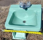 Vintage 1963 Mint Green Wall Mount Bathroom Sink W  Original Faucet Mcm