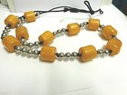 Vintage  Bakelite silver  Beads On Blk Cord Necklace Sz 34 In Lg Wgt 158 1 Grams