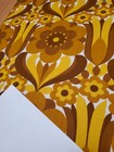 Awesome Rare Vintage Mid Century Retro 70s Mustard Brown Floral Lrg Fabric  Look