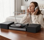 Vinyl Record Player With Dual Separate Stereo Speakers Vintage Turntable With   