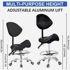 Saddle Stool Chair With Back Support Footrest  Heavy-duty 440lbs   Hydraulic    