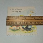 Vtg New Baby Boy Greeting Card Welcome Gift Kitten Cat Scalloped 3x3 Never Used