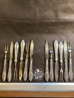 Set Service  Six Vintage German 800 Silver Fruit fish Knives Forks Gold Wash
