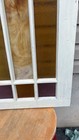 Stain Glass Window 36   x18    Vintage Antique Window Glass Orange Purple Color
