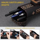3x5 Pool Cue Case Hold 3 Butts 5 Shafts Multiple Pockets Hard Billiard Stick Bag