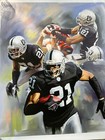 Oakland Raiders Asomugha Art Giclee Print Nation Zunzhong 20 x16  Nfl Art Litho