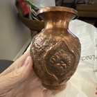 Embossed Persian Copper Metal Floral Vase  Old  Finely Made Antique