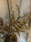 New Primitive Retro Vintage Antiqued Silver Tinsel Tree Burlap Base 3 Ft