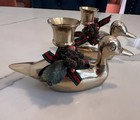 Pair Vintage Brass Duck Candlestick Holders Taper Candle Holders Decor