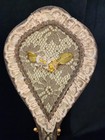 Antique Edwardian Boudoir Ribbon  Ribbon Flowers And French Lace Hand Mirror