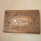 Vintage Carved Wood Trinket Box Jewelry Keepsake Decorative Storage India