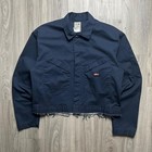 Large Dickies Cropped Custom Navy Blue Cotton Chore Jacket