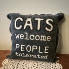 Cat Decor Pillow  cats Welcome People Tolerated  Mud Pie Brand 
