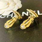 Chanel Cc Logo Earrings Gold Plated Rhombus Stamped Authentic Clip-on