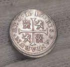 1 2 Real Philip Felipe V Spain 1719 Cuenca Spanish Colonial Silver Cross Coin