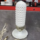 Antique Milk Glass Table Lamp Light Fixture Atomic Spaceship White Hobnail Rare