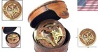 Antique Brass   Copper Sundial Compass - Elegant Tabletop Gift In Leather Box