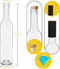 12 Pack 500 Ml 16 Oz Clear Glass Bottles With Wooden Cork Lids   Seal Shrink Cap