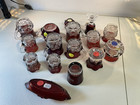1900ish Antique Eapg Ruby Red Flash Stained Glass Souvenirs - Lot Of 16
