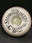 1800s Sherwood Ranger Cigars Advertising Stoneware Round Match Holder   Striker