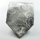 New Classic Paisley Black Gray White Jacquard Woven Silk Men s Tie Necktie