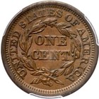 1853 N-25 R-1 Pcgs Au 55 Cac Braided Hair Large Cent Coin 1c