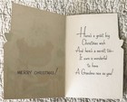 Unused Christmas Santa Reindeer Pair Hold Hat Glitter Greeting Card 1950s 1960s